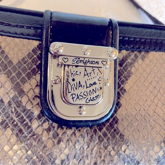 Brighton Wallet Crossbody Handbag Smooth & Patent Leather Snakeskin Print - Picture 3 of 9